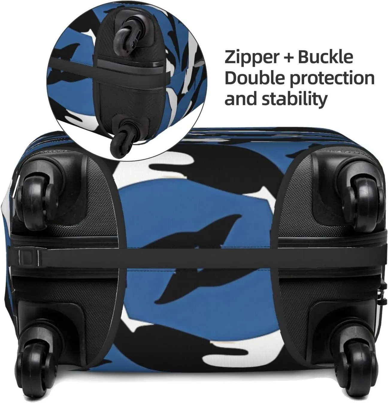 Travel Luggage Cover Suitcase Elastic Washable Stretch Killer Whale Sea Animal Suitcase Protector Bag,Anti-Scratch Dust-Proof Double-Sided Baggage Covers For Wheeled Suitcase Kid Adult