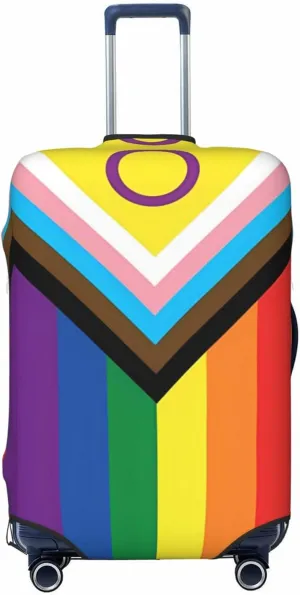 Travel Luggage Cover Suitcase Elastic Washable Stretch Lgbtqia Rainbow Pride Flag Suitcase Protector Bag,Anti-Scratch Spandex With Zipper Closure Baggage Covers For Wheeled Suitcase Kid Adult