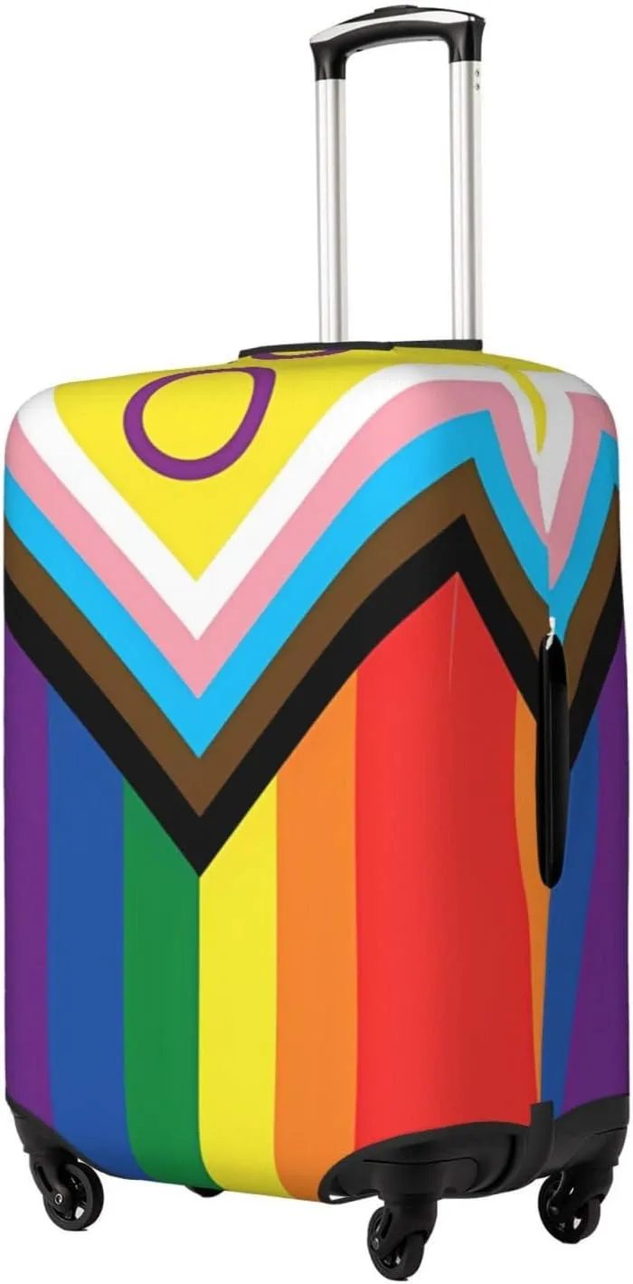 Travel Luggage Cover Suitcase Elastic Washable Stretch Lgbtqia Rainbow Pride Flag Suitcase Protector Bag,Anti-Scratch Spandex With Zipper Closure Baggage Covers For Wheeled Suitcase Kid Adult
