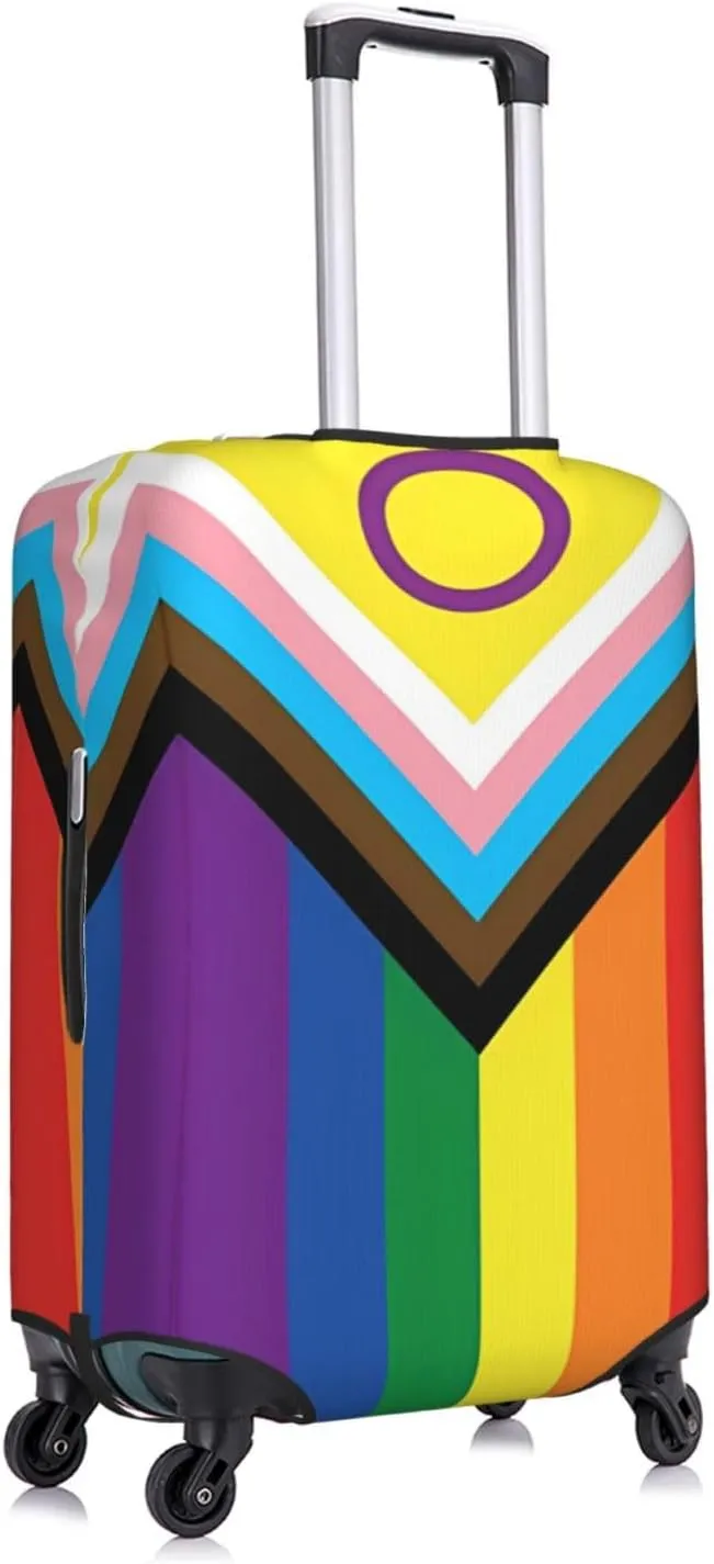 Travel Luggage Cover Suitcase Elastic Washable Stretch Lgbtqia Rainbow Pride Flag Suitcase Protector Bag,Anti-Scratch Spandex With Zipper Closure Baggage Covers For Wheeled Suitcase Kid Adult