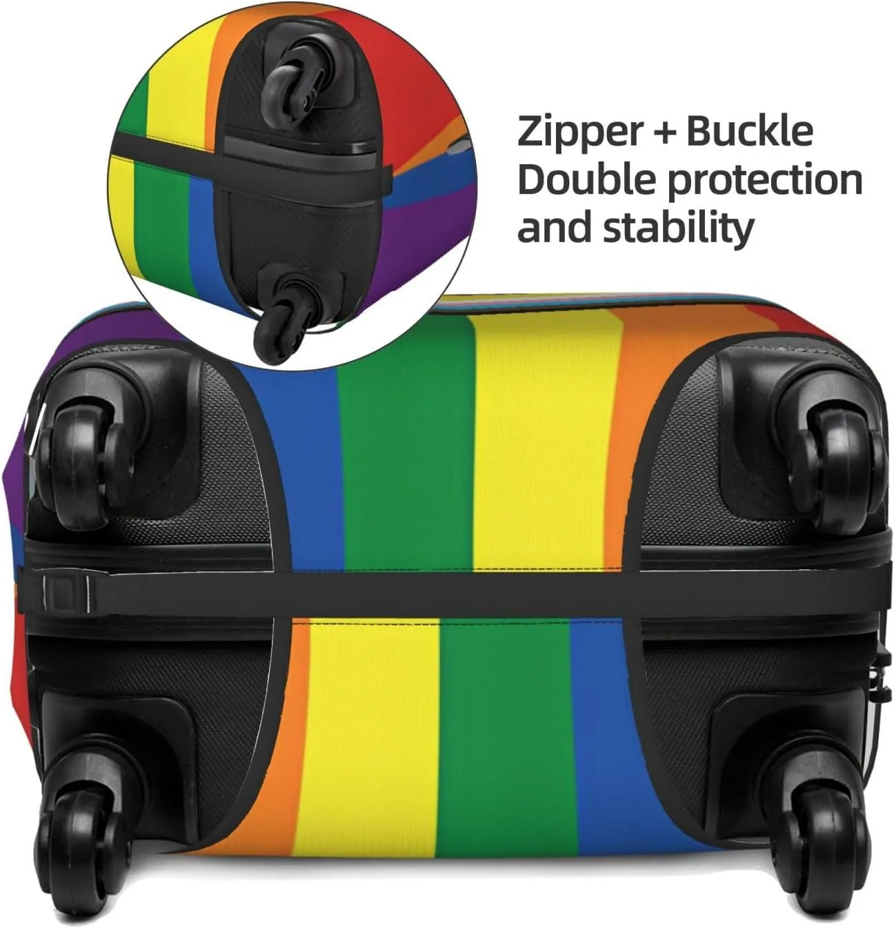 Travel Luggage Cover Suitcase Elastic Washable Stretch Lgbtqia Rainbow Pride Flag Suitcase Protector Bag,Anti-Scratch Spandex With Zipper Closure Baggage Covers For Wheeled Suitcase Kid Adult