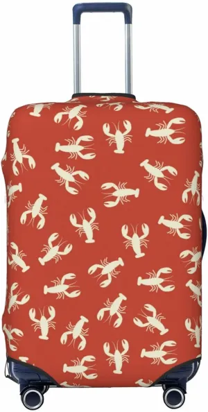 Travel Luggage Cover Suitcase Elastic Washable Stretch Lobsters Seafood Red Print Suitcase Protector Bag,Anti-Scratch Dust-Proof With Zipper Closure
