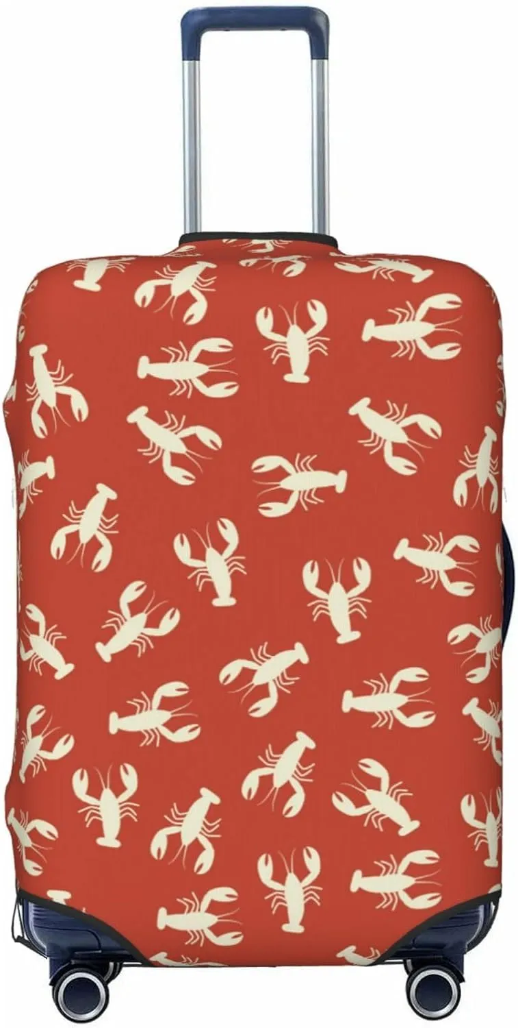 Travel Luggage Cover Suitcase Elastic Washable Stretch Lobsters Seafood Red Print Suitcase Protector Bag,Anti-Scratch Dust-Proof With Zipper Closure