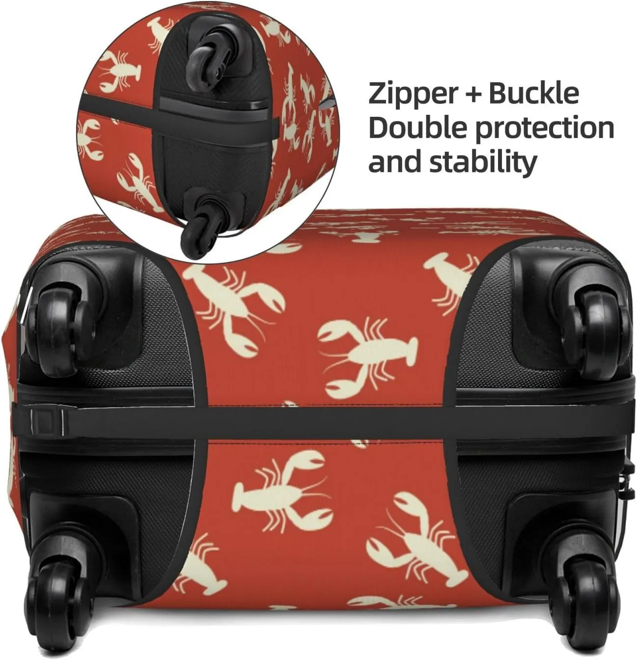 Travel Luggage Cover Suitcase Elastic Washable Stretch Lobsters Seafood Red Print Suitcase Protector Bag,Anti-Scratch Dust-Proof With Zipper Closure