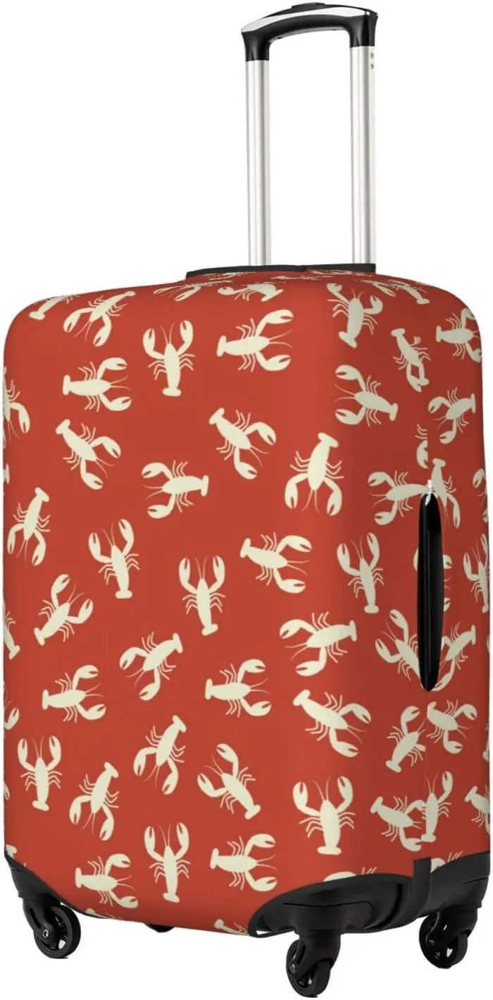 Travel Luggage Cover Suitcase Elastic Washable Stretch Lobsters Seafood Red Print Suitcase Protector Bag,Anti-Scratch Dust-Proof With Zipper Closure
