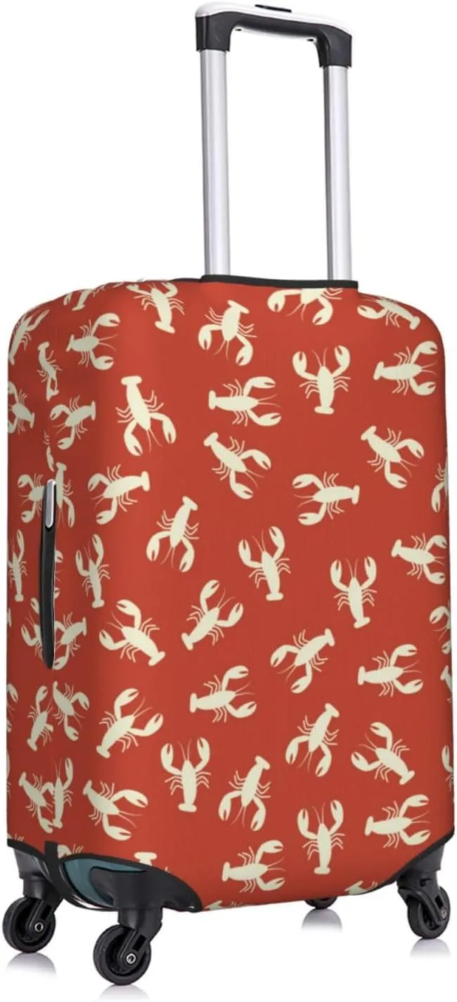 Travel Luggage Cover Suitcase Elastic Washable Stretch Lobsters Seafood Red Print Suitcase Protector Bag,Anti-Scratch Dust-Proof With Zipper Closure