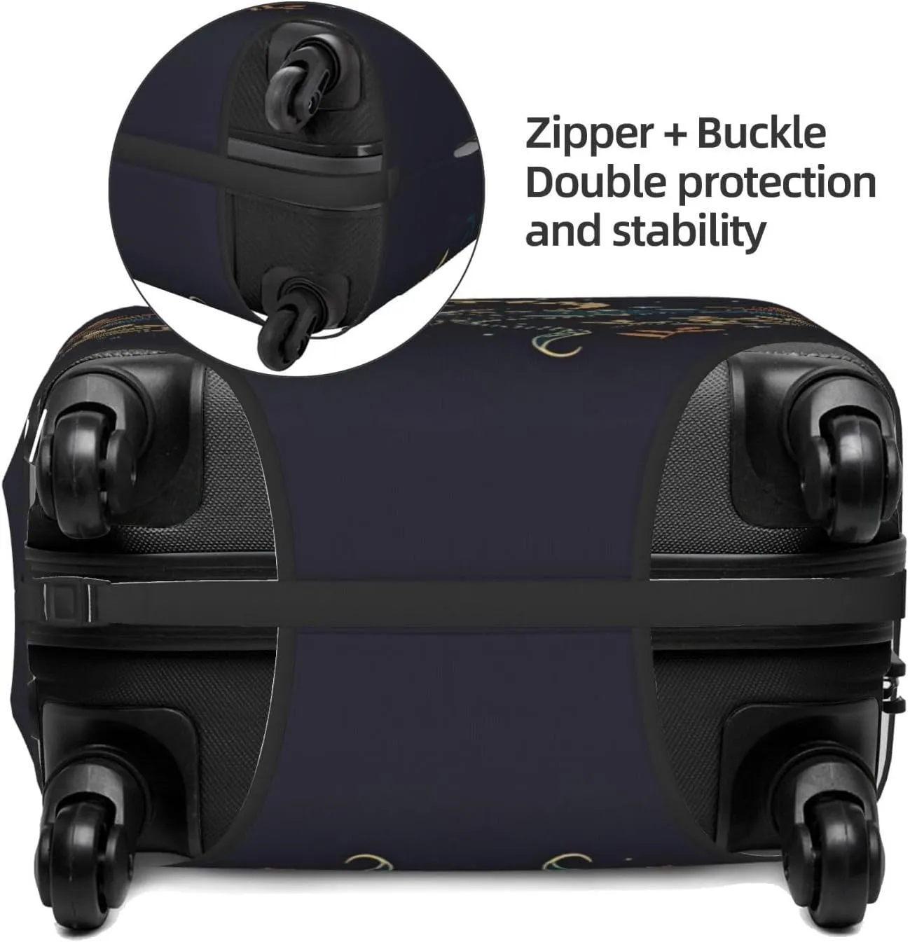 Travel Luggage Cover Suitcase Elastic Washable Stretch Moon Moth Astrology Suitcase Protector Bag,Anti-Scratch Spandex Double-Sided Baggage Covers For Wheeled Suitcase Kid Adult