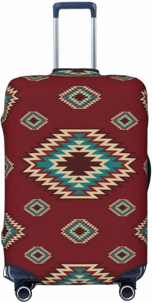 Travel Luggage Cover Suitcase Elastic Washable Stretch North American Southwestern Ethnic Tribal Suitcase Protector Bag,Anti-Scratch Spandex Double-Sided Baggage Covers For Wheeled Suitcase Kid Adult