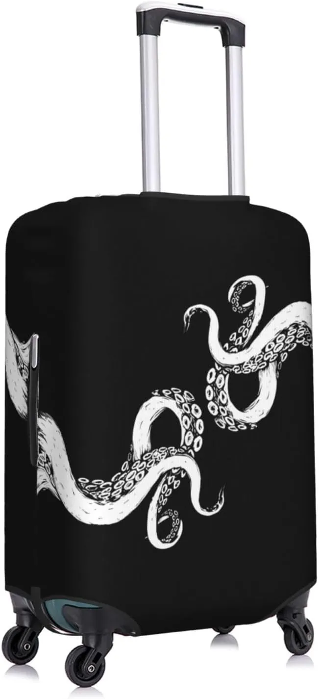 Travel Luggage Cover Suitcase Elastic Washable Stretch Octopus Tentacles Black Suitcase Protector Bag,Anti-Scratch Spandex With Zipper Closure Baggage Covers For Wheeled Suitcase Kid Adult