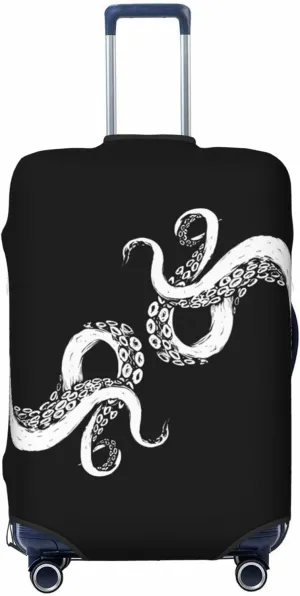 Travel Luggage Cover Suitcase Elastic Washable Stretch Octopus Tentacles Black Suitcase Protector Bag,Anti-Scratch Spandex With Zipper Closure Baggage Covers For Wheeled Suitcase Kid Adult