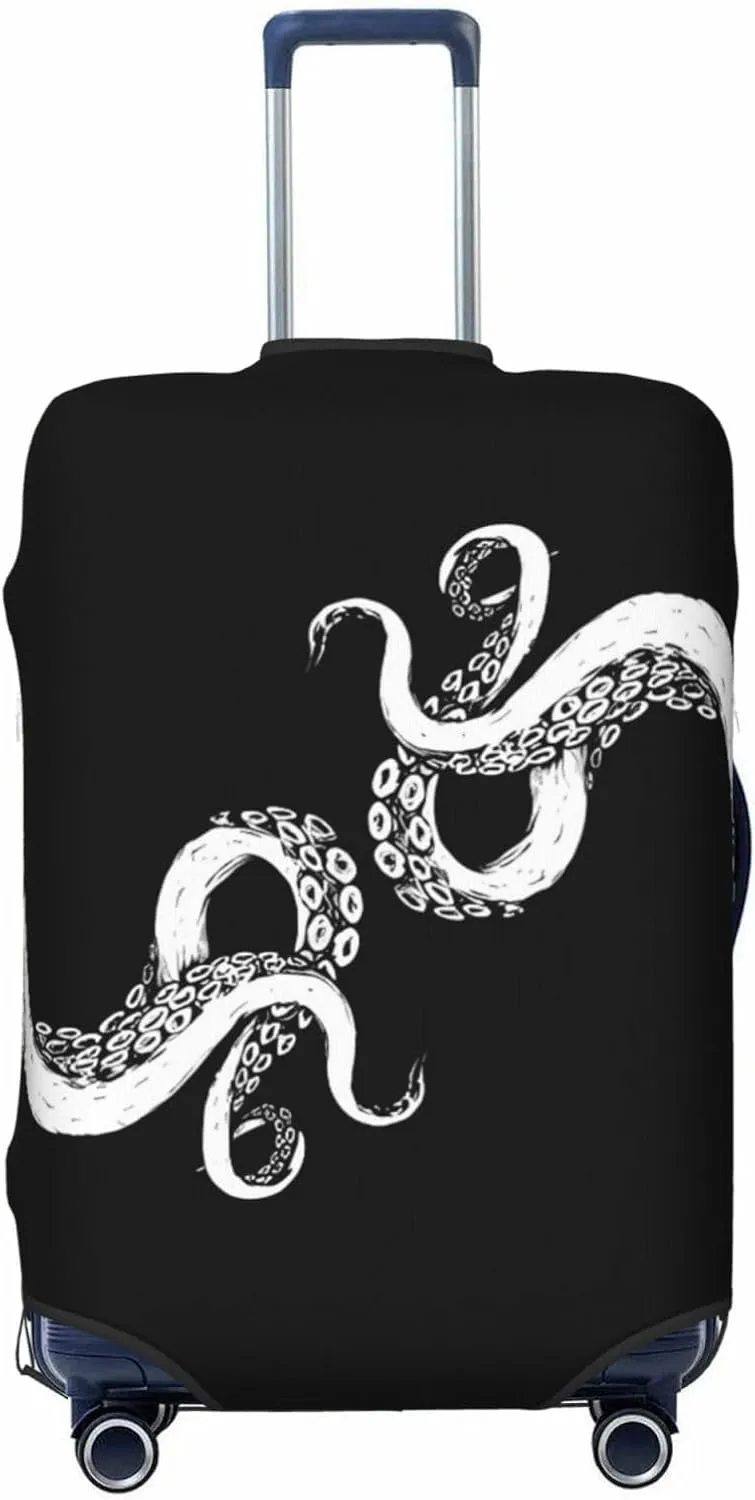 Travel Luggage Cover Suitcase Elastic Washable Stretch Octopus Tentacles Black Suitcase Protector Bag,Anti-Scratch Spandex With Zipper Closure Baggage Covers For Wheeled Suitcase Kid Adult