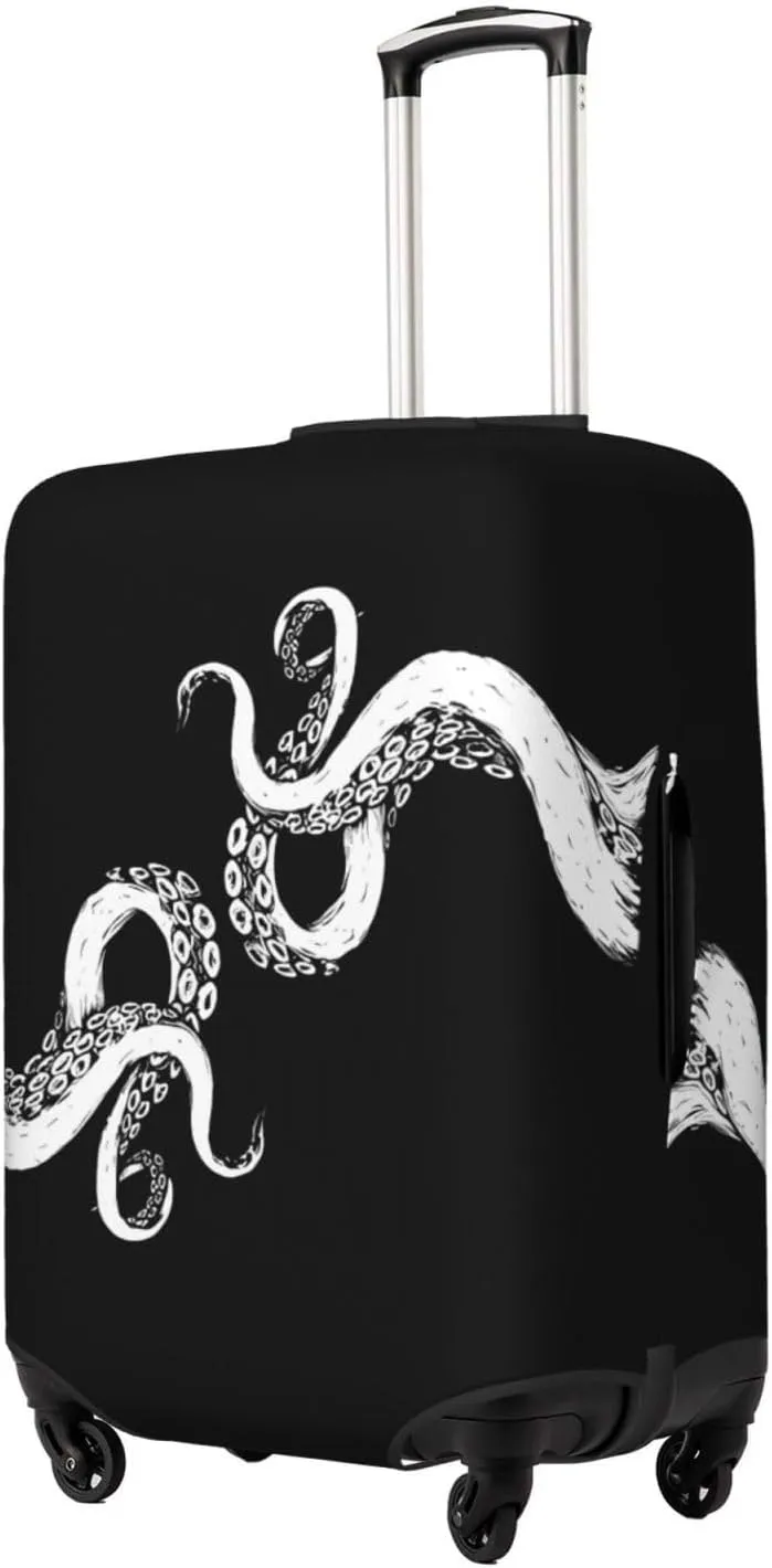 Travel Luggage Cover Suitcase Elastic Washable Stretch Octopus Tentacles Black Suitcase Protector Bag,Anti-Scratch Spandex With Zipper Closure Baggage Covers For Wheeled Suitcase Kid Adult