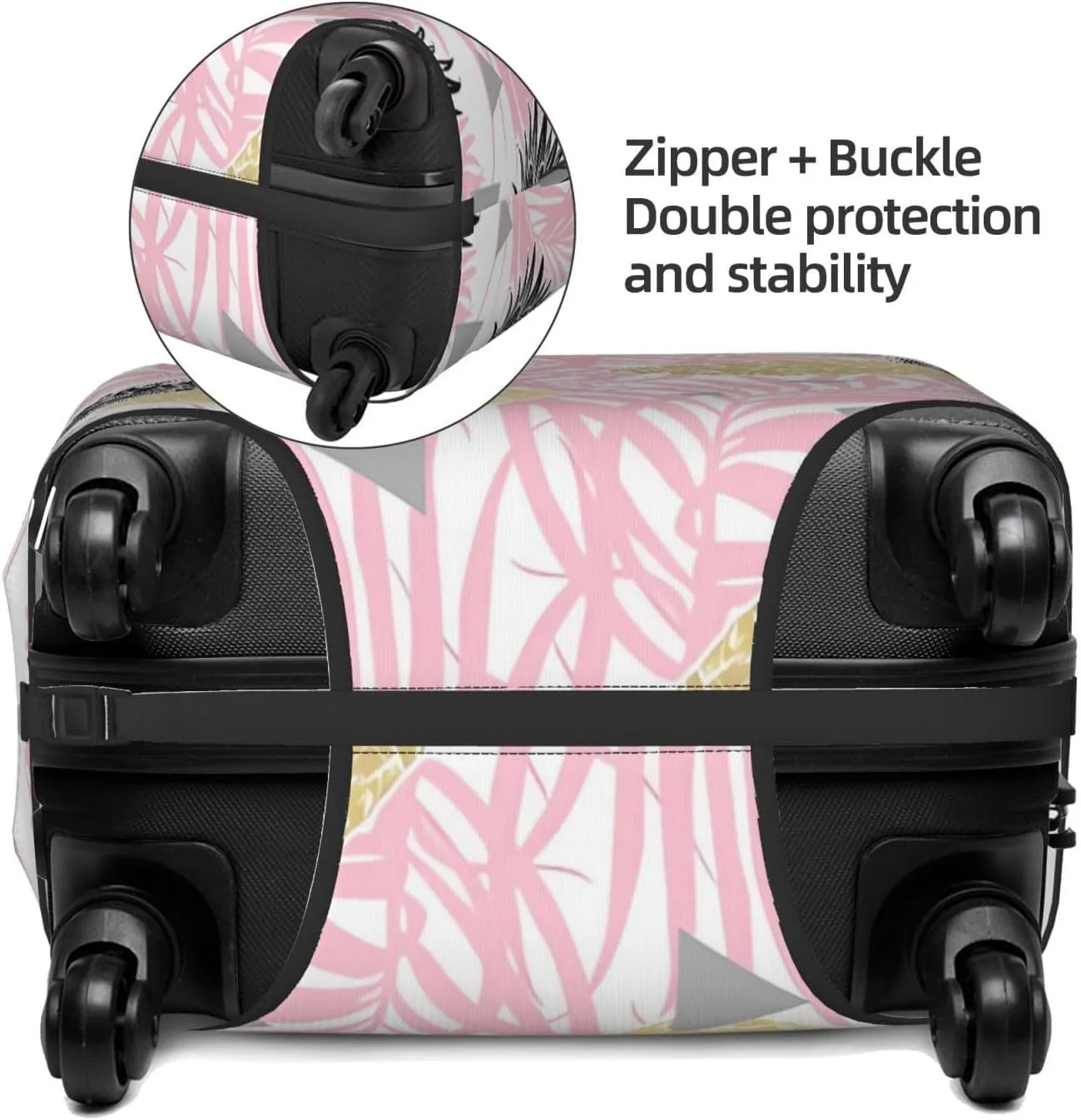Travel Luggage Cover Suitcase Elastic Washable Stretch Pineapple Fruit Palm Leaves Suitcase Protector Bag,Anti-Scratch Spandex With Zipper Closure Baggage Covers For Wheeled Suitcase Kid Adult