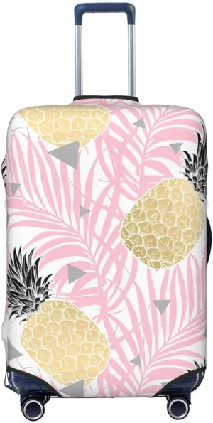 Travel Luggage Cover Suitcase Elastic Washable Stretch Pineapple Fruit Palm Leaves Suitcase Protector Bag,Anti-Scratch Spandex With Zipper Closure Baggage Covers For Wheeled Suitcase Kid Adult