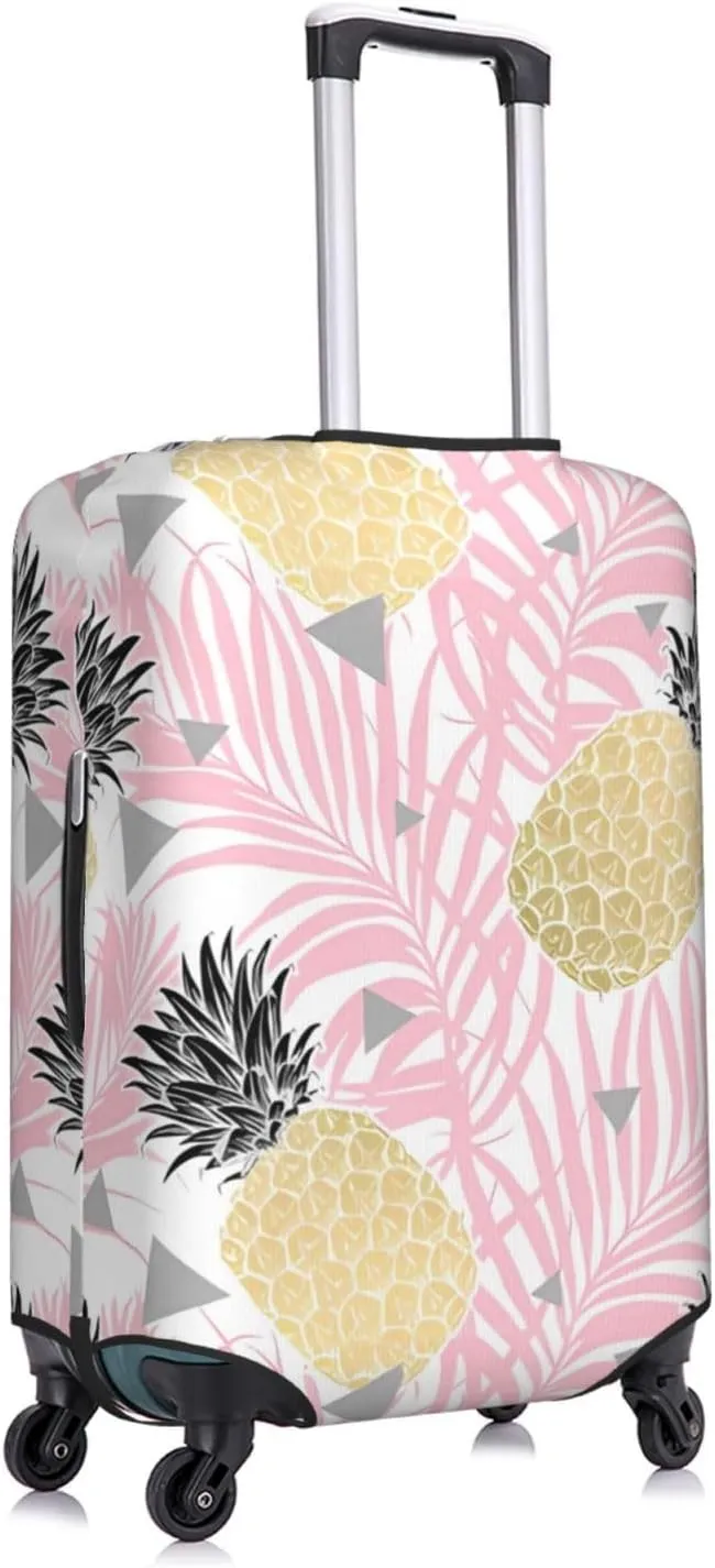 Travel Luggage Cover Suitcase Elastic Washable Stretch Pineapple Fruit Palm Leaves Suitcase Protector Bag,Anti-Scratch Spandex With Zipper Closure Baggage Covers For Wheeled Suitcase Kid Adult