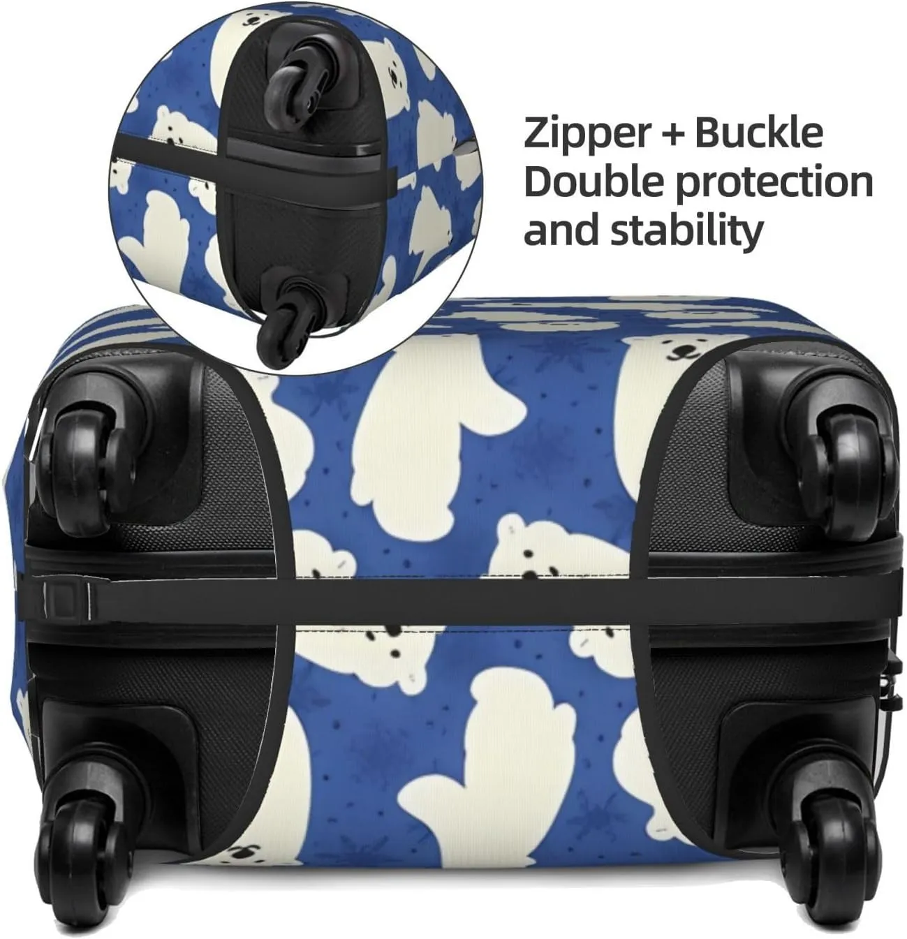 Travel Luggage Cover Suitcase Elastic Washable Stretch Polar Bear Winter Suitcase Protector Bag,Anti-Scratch Spandex With Zipper Closure Baggage Covers,Large