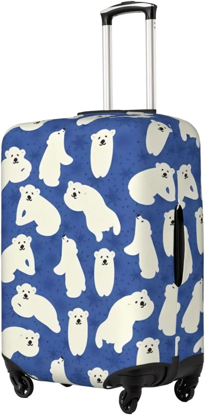 Travel Luggage Cover Suitcase Elastic Washable Stretch Polar Bear Winter Suitcase Protector Bag,Anti-Scratch Spandex With Zipper Closure Baggage Covers,Large