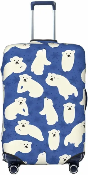 Travel Luggage Cover Suitcase Elastic Washable Stretch Polar Bear Winter Suitcase Protector Bag,Anti-Scratch Spandex With Zipper Closure Baggage Covers,Large