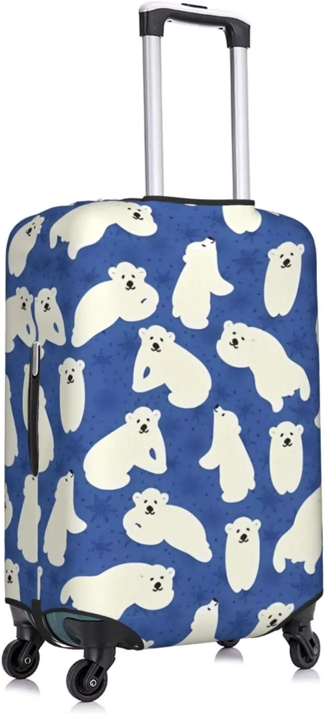 Travel Luggage Cover Suitcase Elastic Washable Stretch Polar Bear Winter Suitcase Protector Bag,Anti-Scratch Spandex With Zipper Closure Baggage Covers,Large