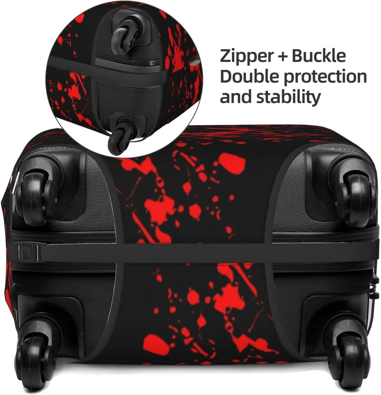 Travel Luggage Cover Suitcase Elastic Washable Stretch Splash Of Blood Horror Halloween Suitcase Protector Bag,Anti-Scratch Spandex With Zipper Closure Baggage Covers For Wheeled Suitcase Kid Adult