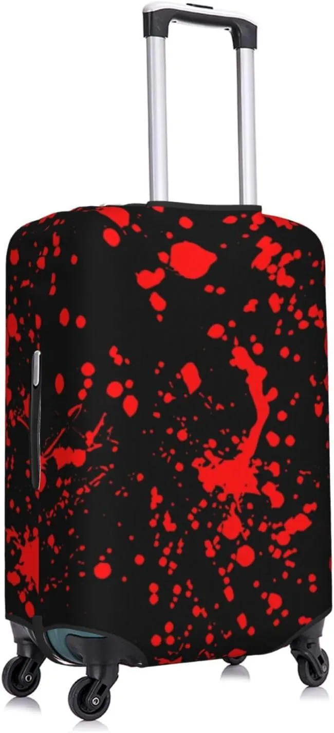 Travel Luggage Cover Suitcase Elastic Washable Stretch Splash Of Blood Horror Halloween Suitcase Protector Bag,Anti-Scratch Spandex With Zipper Closure Baggage Covers For Wheeled Suitcase Kid Adult
