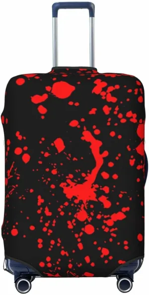Travel Luggage Cover Suitcase Elastic Washable Stretch Splash Of Blood Horror Halloween Suitcase Protector Bag,Anti-Scratch Spandex With Zipper Closure Baggage Covers For Wheeled Suitcase Kid Adult