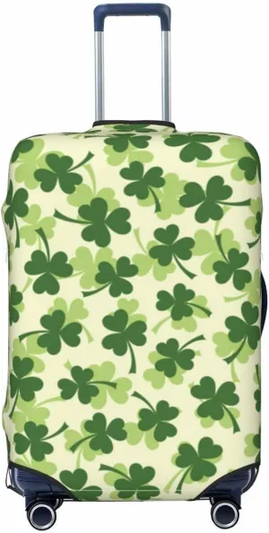 Travel Luggage Cover Suitcase Elastic Washable Stretch St Patrick Clover Leaves Suitcase Protector Bag,Anti-Scratch Spandex With Zipper Closure Baggage Covers For Wheeled Suitcase Kid Adult