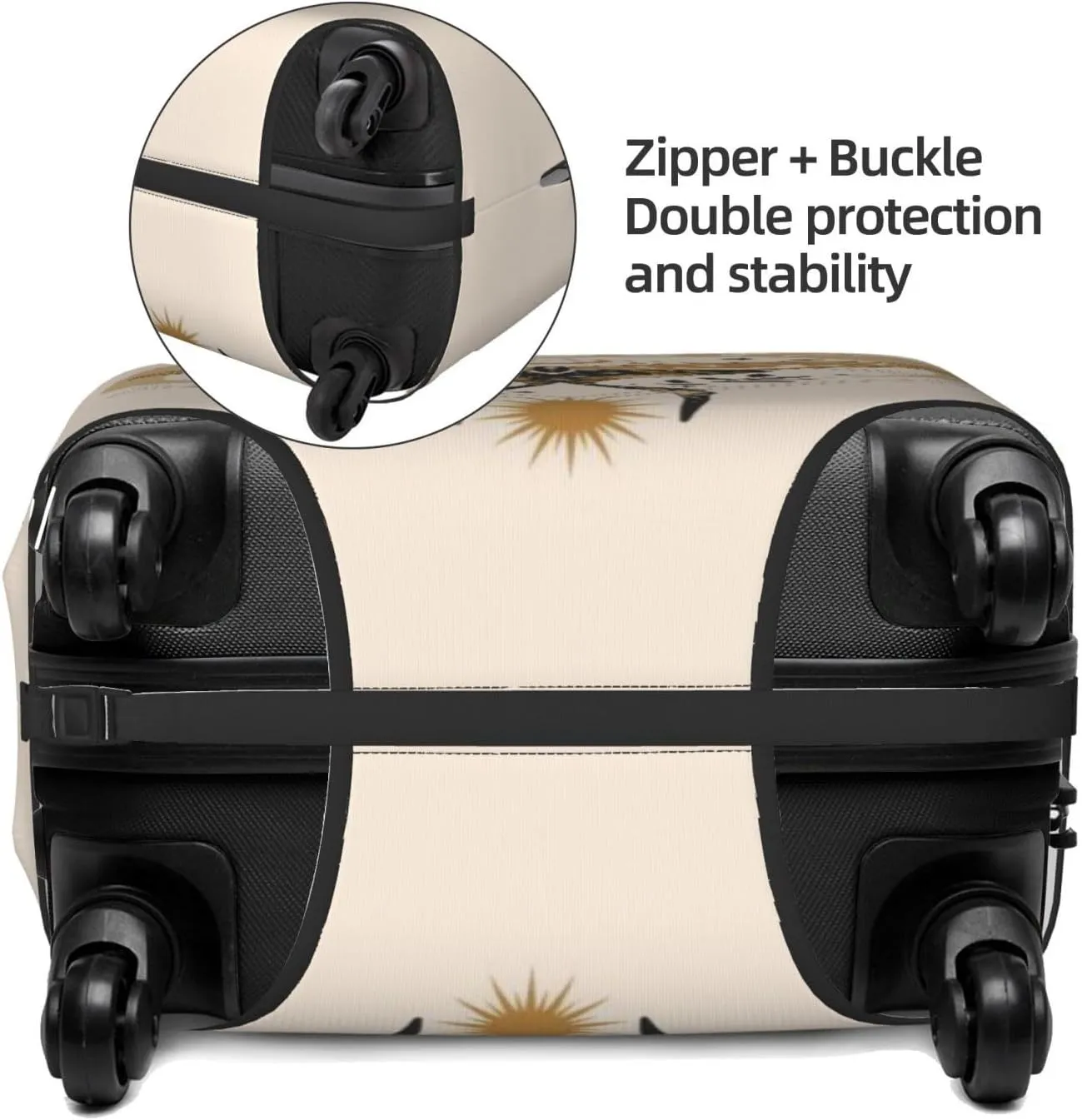 Travel Luggage Cover Suitcase Elastic Washable Stretch Sun Moon Moth Butterfly Boho Suitcase Protector Bag,Anti-Scratch Spandex With Zipper Closure Baggage Covers For Wheeled Suitcase Kid Adult