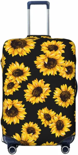 Travel Luggage Cover Suitcase Elastic Washable Stretch Sunflower Suitcase Protector Bag,Anti-Scratch Dust-Proof With Zipper Closure Baggage Covers For Wheeled Suitcase Kid Adult