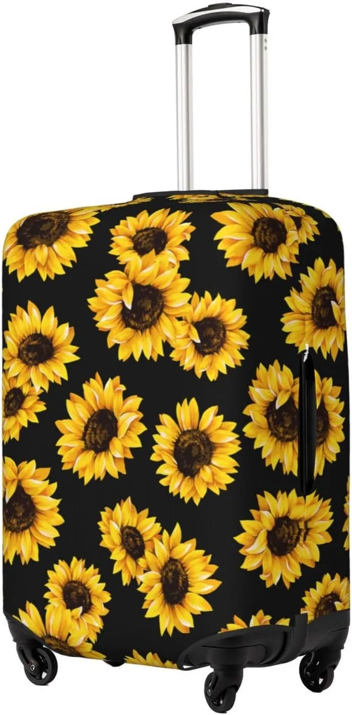 Travel Luggage Cover Suitcase Elastic Washable Stretch Sunflower Suitcase Protector Bag,Anti-Scratch Dust-Proof With Zipper Closure Baggage Covers For Wheeled Suitcase Kid Adult