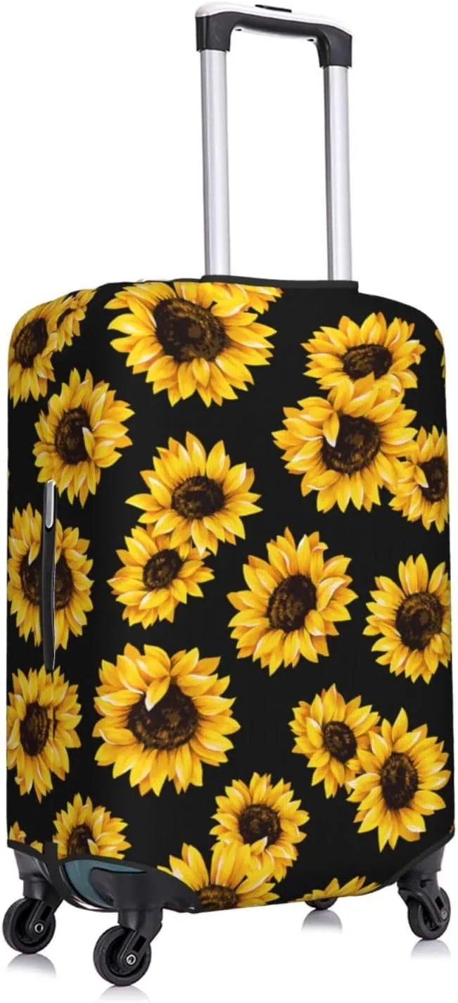 Travel Luggage Cover Suitcase Elastic Washable Stretch Sunflower Suitcase Protector Bag,Anti-Scratch Dust-Proof With Zipper Closure Baggage Covers For Wheeled Suitcase Kid Adult