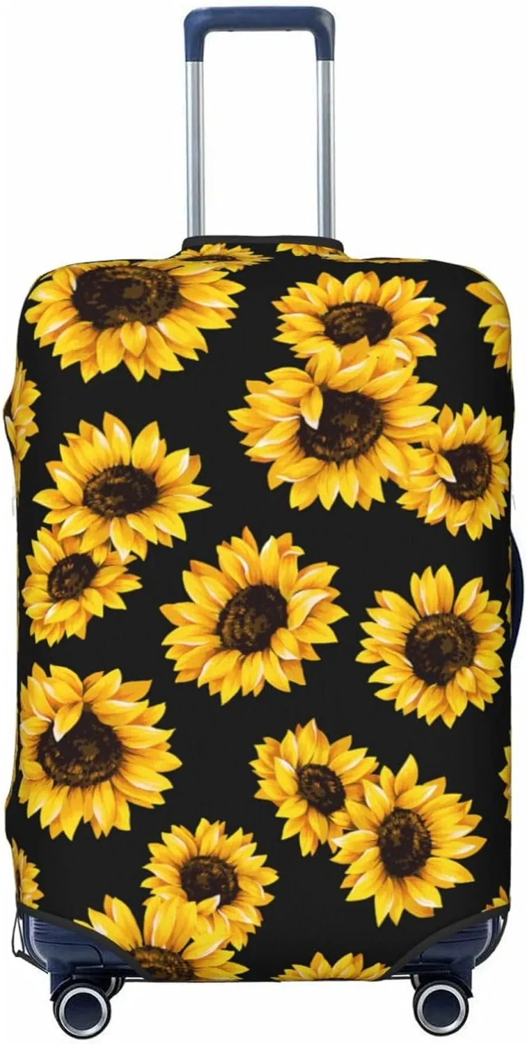 Travel Luggage Cover Suitcase Elastic Washable Stretch Sunflower Suitcase Protector Bag,Anti-Scratch Dust-Proof With Zipper Closure Baggage Covers For Wheeled Suitcase Kid Adult