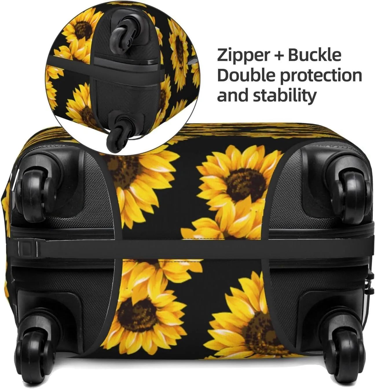 Travel Luggage Cover Suitcase Elastic Washable Stretch Sunflower Suitcase Protector Bag,Anti-Scratch Dust-Proof With Zipper Closure Baggage Covers For Wheeled Suitcase Kid Adult
