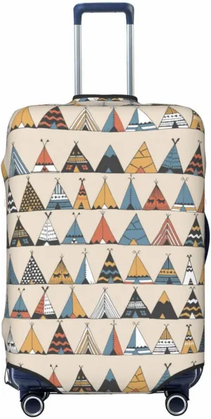 Travel Luggage Cover Suitcase Elastic Washable Stretch Teepee Native American Ethnic Tent 2 Suitcase Protector Bag,Anti-Scratch Spandex Double-Sided Baggage Covers,Large