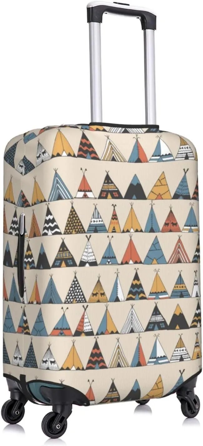 Travel Luggage Cover Suitcase Elastic Washable Stretch Teepee Native American Ethnic Tent 2 Suitcase Protector Bag,Anti-Scratch Spandex Double-Sided Baggage Covers,Large