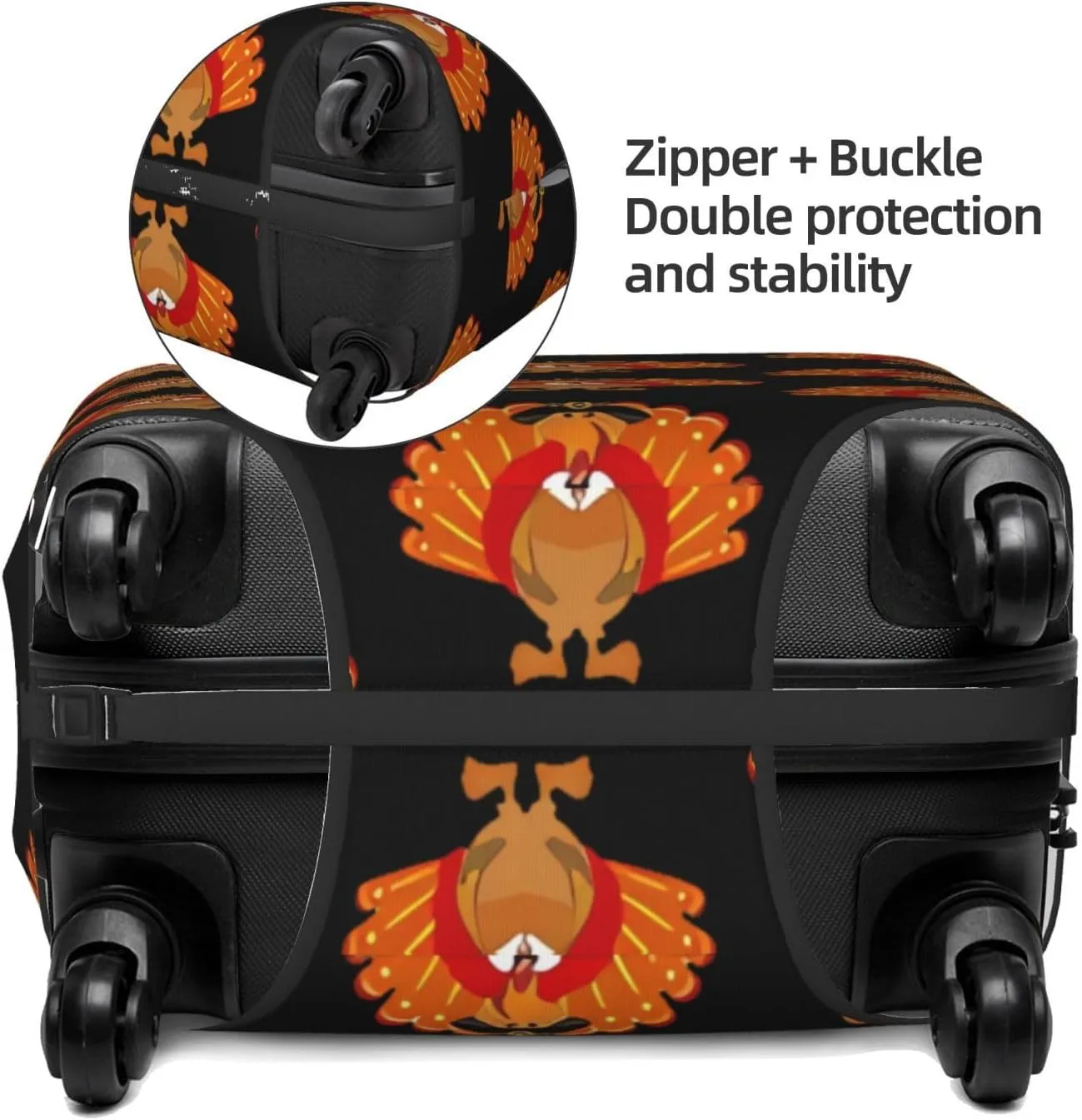 Travel Luggage Cover Suitcase Elastic Washable Stretch Thanksgiving Turkey Suitcase Protector Bag,Anti-Scratch Spandex With Zipper Closure Baggage Covers For Wheeled Suitcase Kid Adult