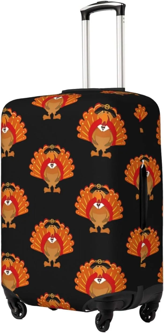 Travel Luggage Cover Suitcase Elastic Washable Stretch Thanksgiving Turkey Suitcase Protector Bag,Anti-Scratch Spandex With Zipper Closure Baggage Covers For Wheeled Suitcase Kid Adult