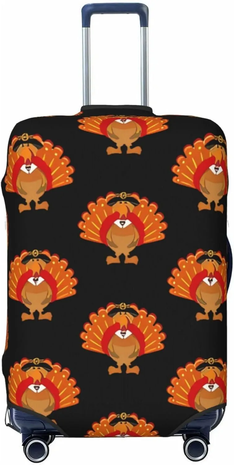 Travel Luggage Cover Suitcase Elastic Washable Stretch Thanksgiving Turkey Suitcase Protector Bag,Anti-Scratch Spandex With Zipper Closure Baggage Covers For Wheeled Suitcase Kid Adult