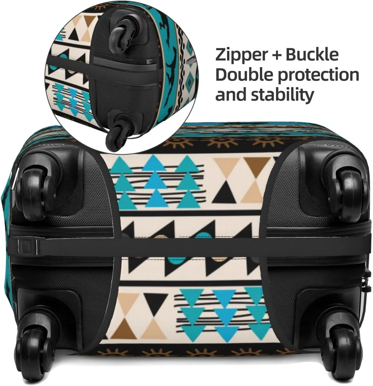 Travel Luggage Cover Suitcase Elastic Washable Stretch Tribal Ethnic Horses African Suitcase Protector Bag,Anti-Scratch Spandex With Zipper Closure Baggage Covers For Wheeled Suitcase Kid Adult