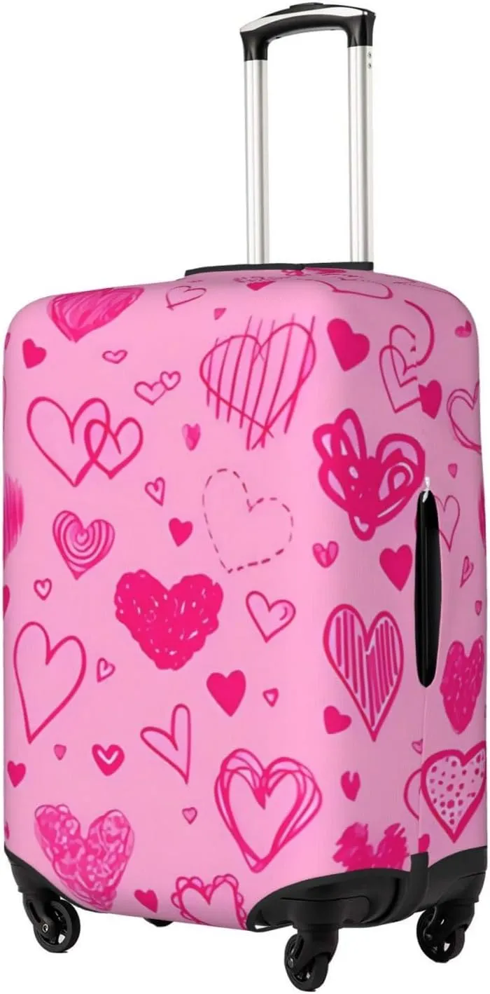 Travel Luggage Cover Suitcase Elastic Washable Stretch Various Shapes Of Hearts Suitcase Protector Bag,Anti-Scratch Spandex With Zipper Closure Baggage Covers For Wheeled Suitcase Kid Adult