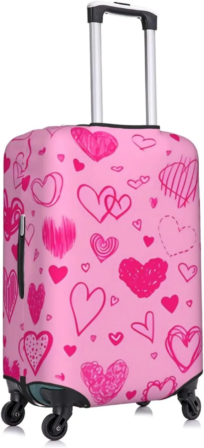 Travel Luggage Cover Suitcase Elastic Washable Stretch Various Shapes Of Hearts Suitcase Protector Bag,Anti-Scratch Spandex With Zipper Closure Baggage Covers For Wheeled Suitcase Kid Adult