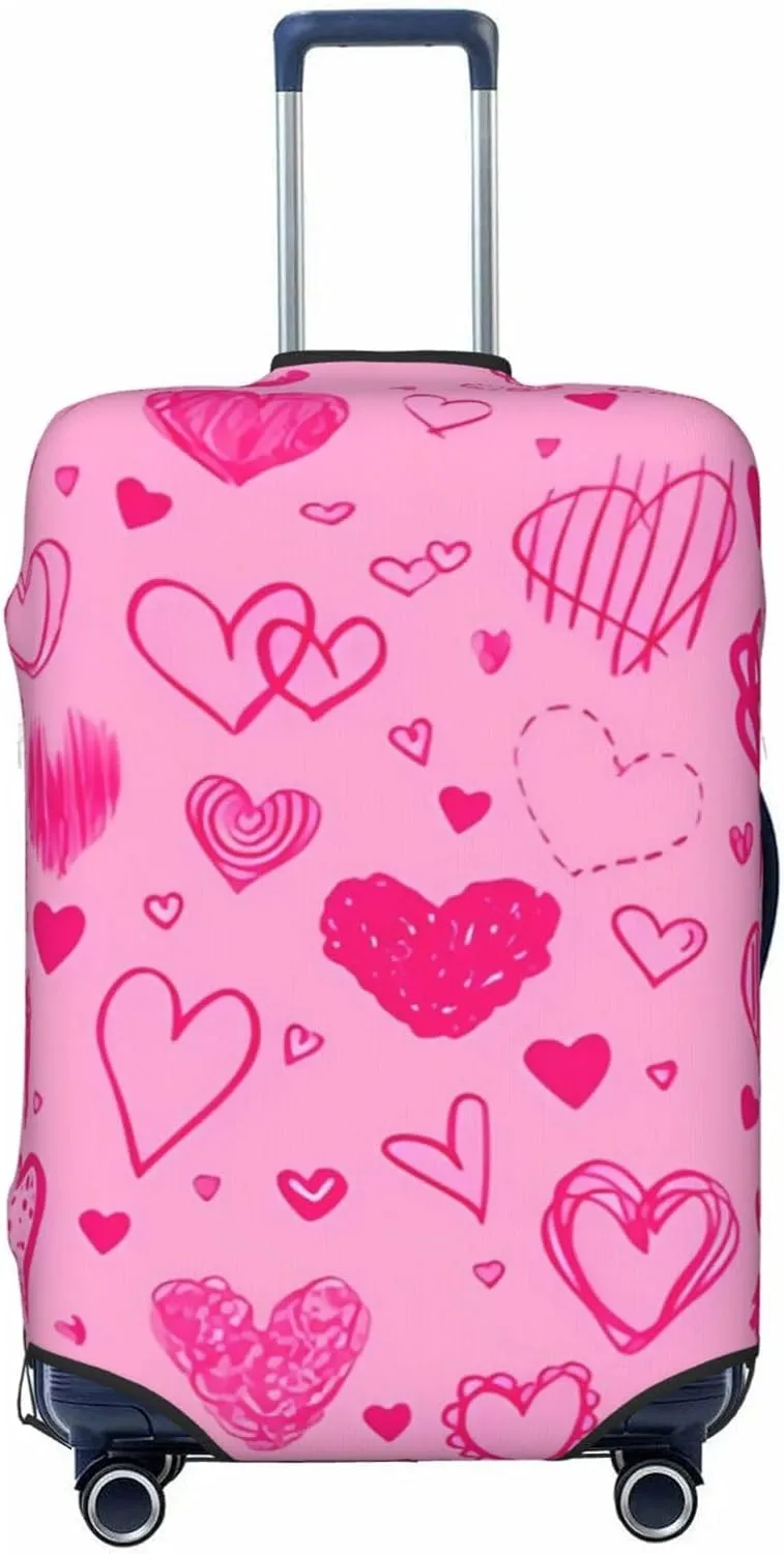Travel Luggage Cover Suitcase Elastic Washable Stretch Various Shapes Of Hearts Suitcase Protector Bag,Anti-Scratch Spandex With Zipper Closure Baggage Covers For Wheeled Suitcase Kid Adult