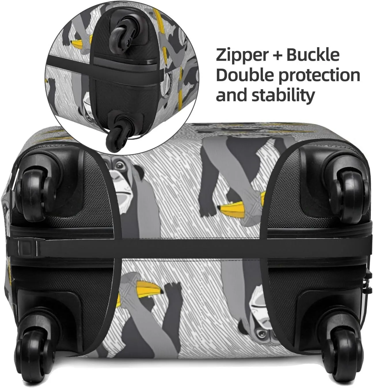 Travel Luggage Cover Suitcase Elastic Washable Stretch Vintage Banana Monkey Suitcase Protector Bag,Anti-Scratch Spandex Double-Sided Baggage Covers For Wheeled Suitcase Kid Adult