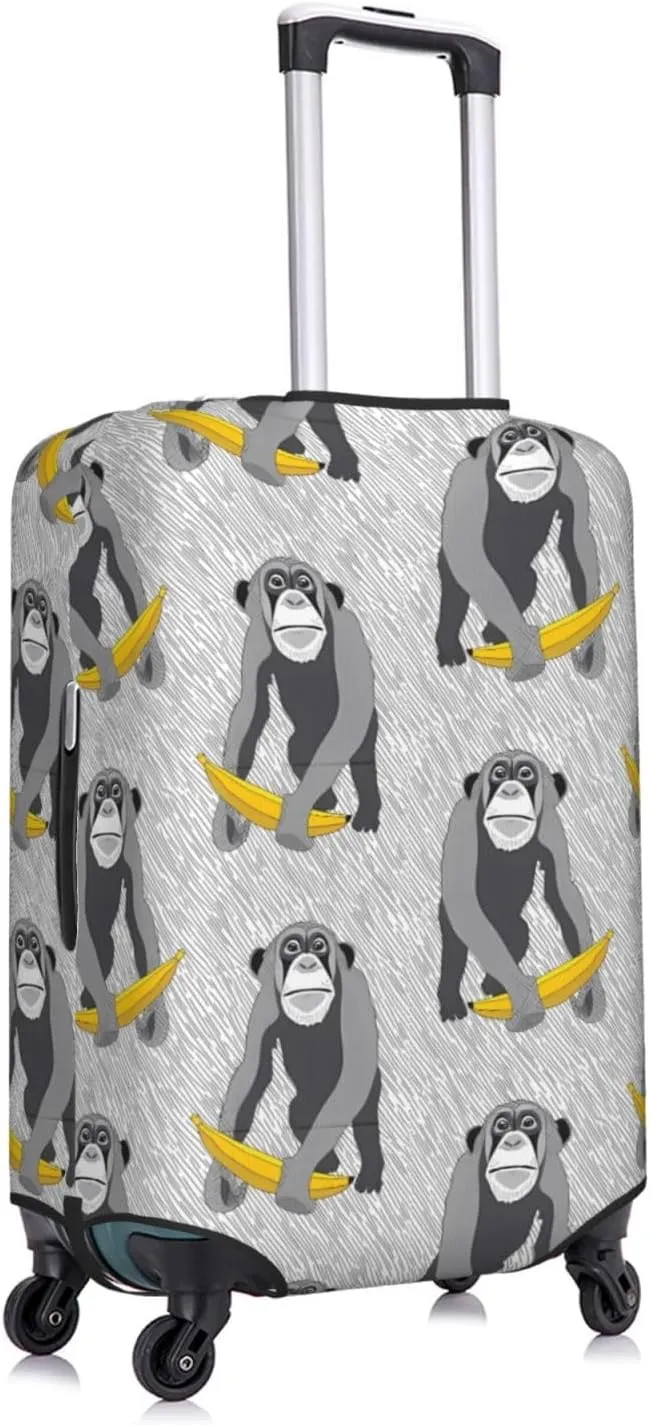 Travel Luggage Cover Suitcase Elastic Washable Stretch Vintage Banana Monkey Suitcase Protector Bag,Anti-Scratch Spandex Double-Sided Baggage Covers For Wheeled Suitcase Kid Adult