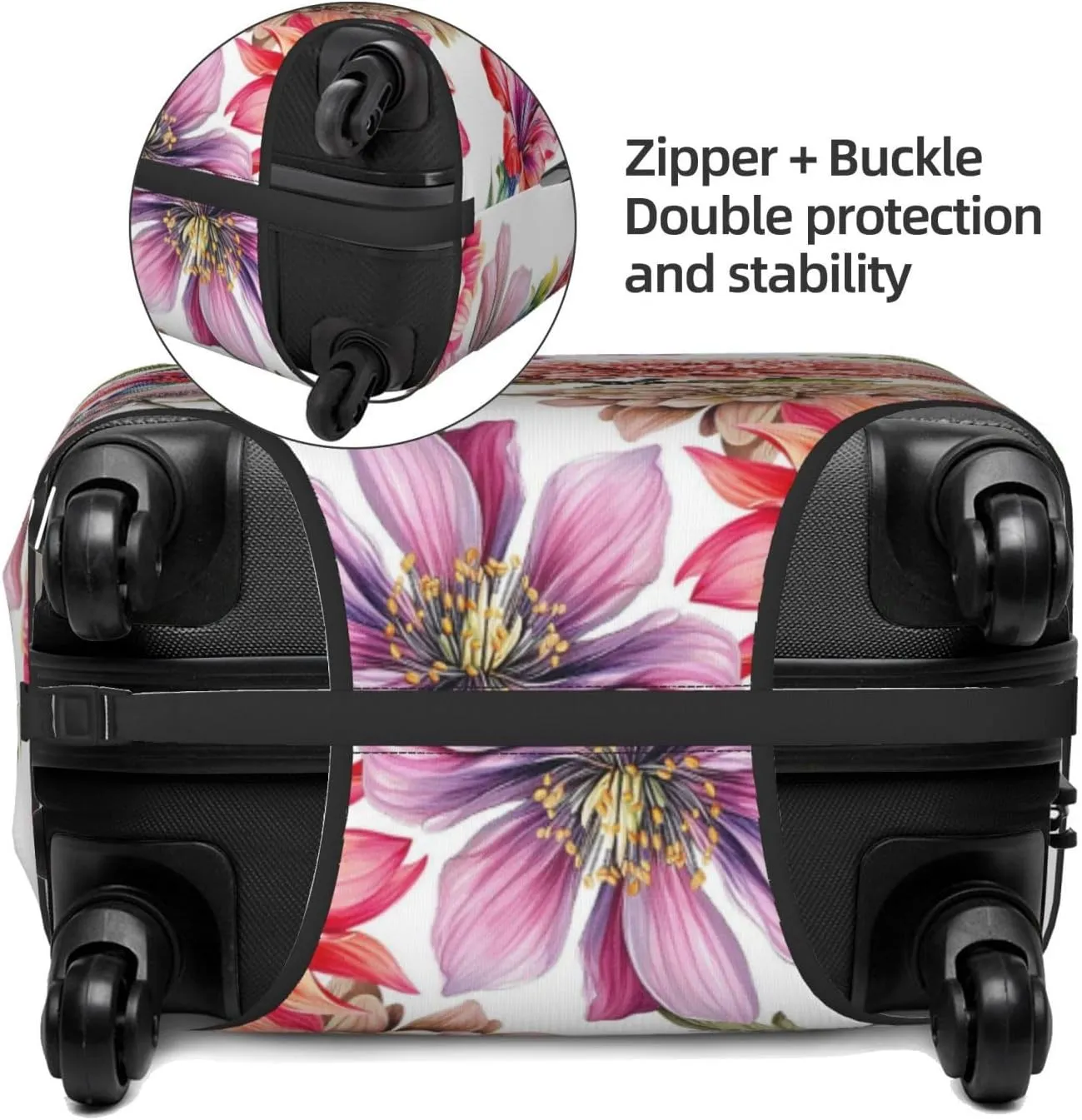 Travel Luggage Cover Suitcase Elastic Washable Stretch Watercolor Dahlia Flowers Suitcase Protector Bag,Anti-Scratch Spandex With Zipper Closure Baggage Covers For Wheeled Suitcase Kid Adult