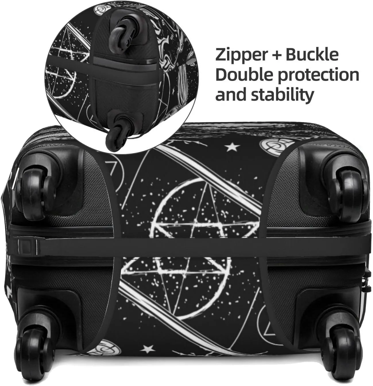 Travel Luggage Cover Suitcase Elastic Washable Stretch Witchcraft Cauldron Skulls Alchemy Suitcase Protector Bag,Anti-Scratch Spandex With Zipper Closure Baggage Covers For Wheeled Suitcase Kid Adult
