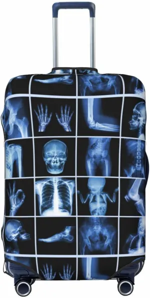 Travel Luggage Cover Suitcase Elastic Washable Stretch X-Ray Of Human Skull Skeleton Suitcase Protector Bag,Anti-Scratch Spandex Double-Sided Baggage Covers For Wheeled Suitcase Kid Adult,Medium
