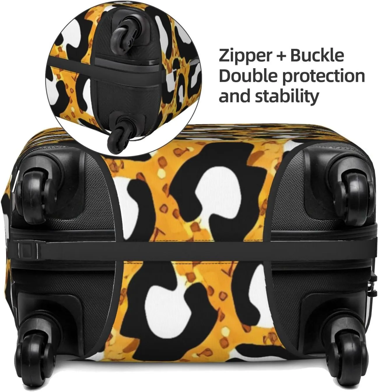 Travel Luggage Cover Suitcase Elastic Washable Stretch Yellow Leopard Print Suitcase Protector Bag,Anti-Scratch Spandex With Zipper Closure Baggage Covers For Wheeled Suitcase Kid Adult