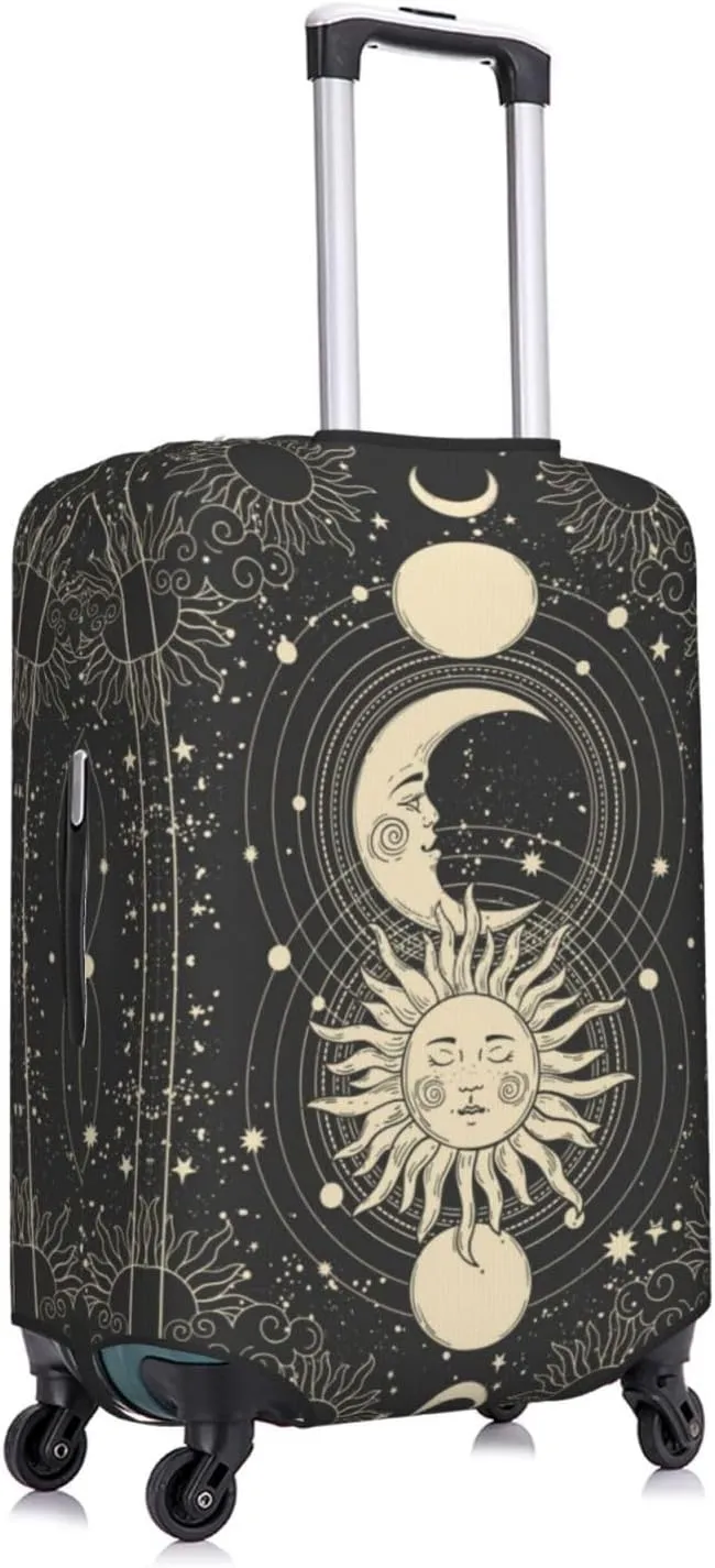 Travel Luggage Cover Suitcase Elastic Washable Sun Moon Magic Boho Suitcase Protector Bag,Spandex With Zipper Closure Baggage Covers,Large
