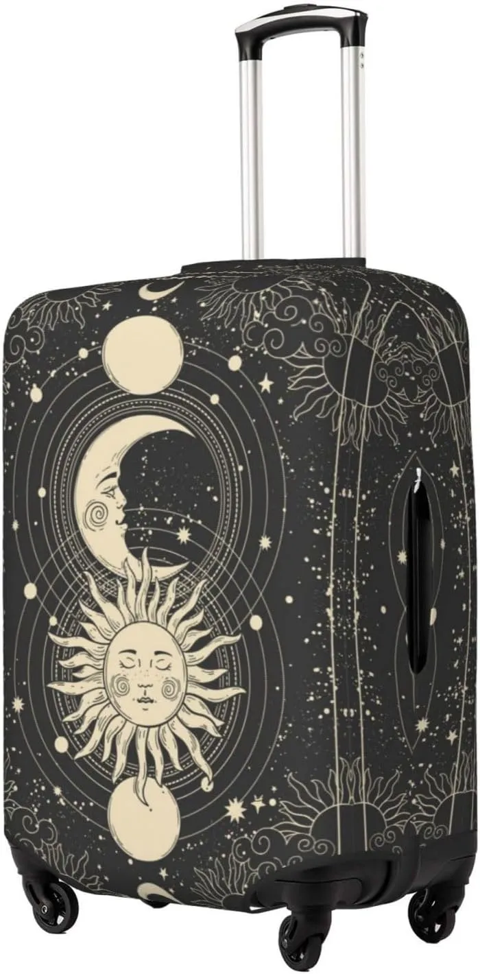 Travel Luggage Cover Suitcase Elastic Washable Sun Moon Magic Boho Suitcase Protector Bag,Spandex With Zipper Closure Baggage Covers,Large